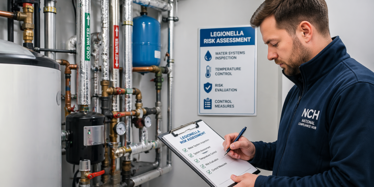 engineer inspecting water system during legionella risk assessment